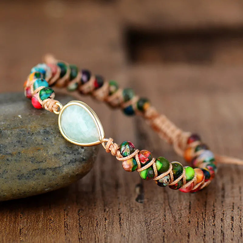 Handmade Teardrop Shape Beaded Bracelet Gum Leaf One Size OutfitFlow