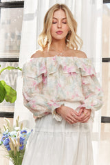 ADORA Ruffled Off Shoulder Floral Blouse OutfitFlow