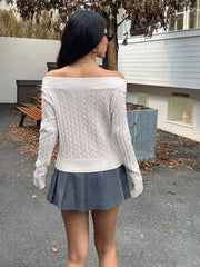 Off-Shoulder Cable Knit Sweater OutfitFlow