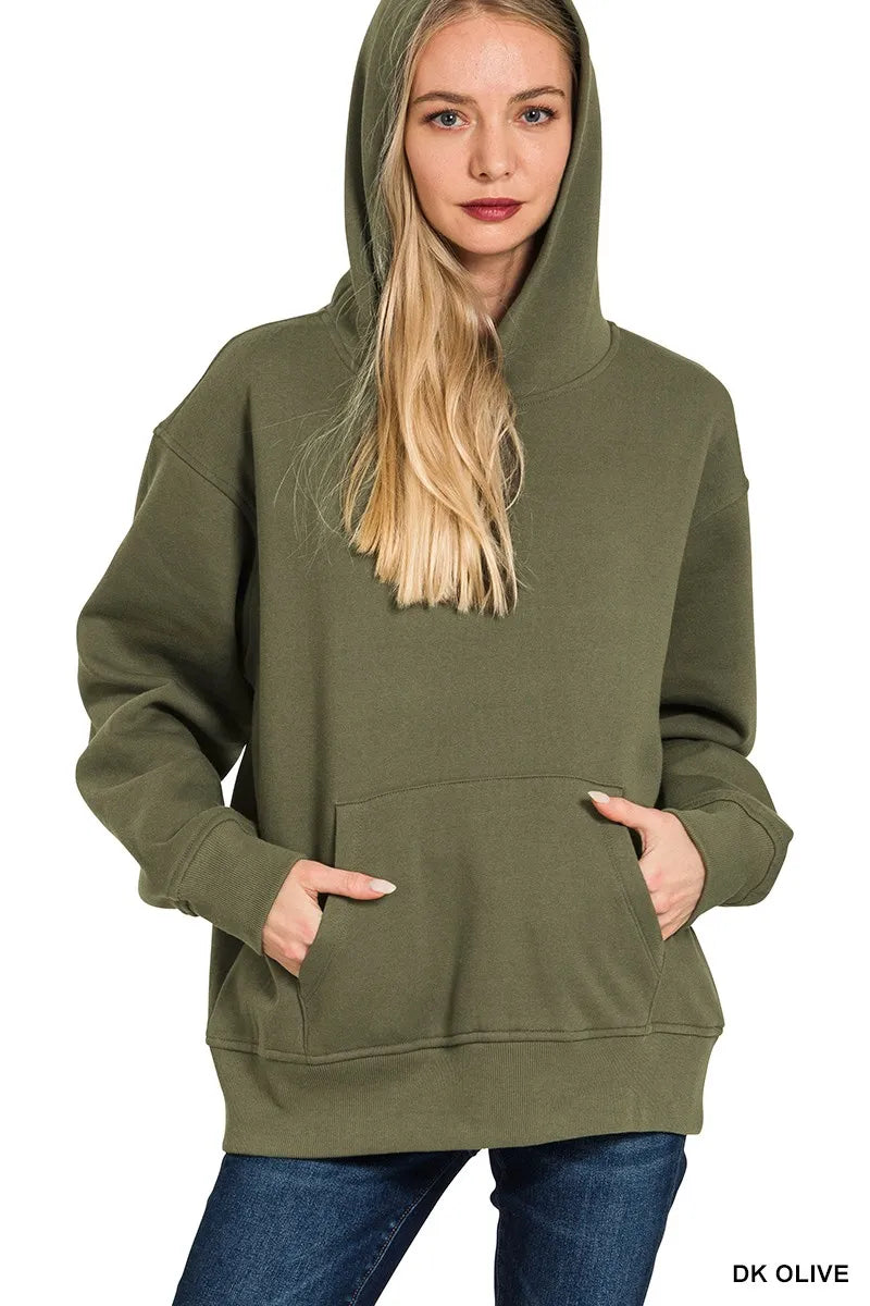 Zenana Fleece Kangaroo Pocket Hoodie OutfitFlow