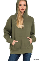 Zenana Fleece Kangaroo Pocket Hoodie OutfitFlow