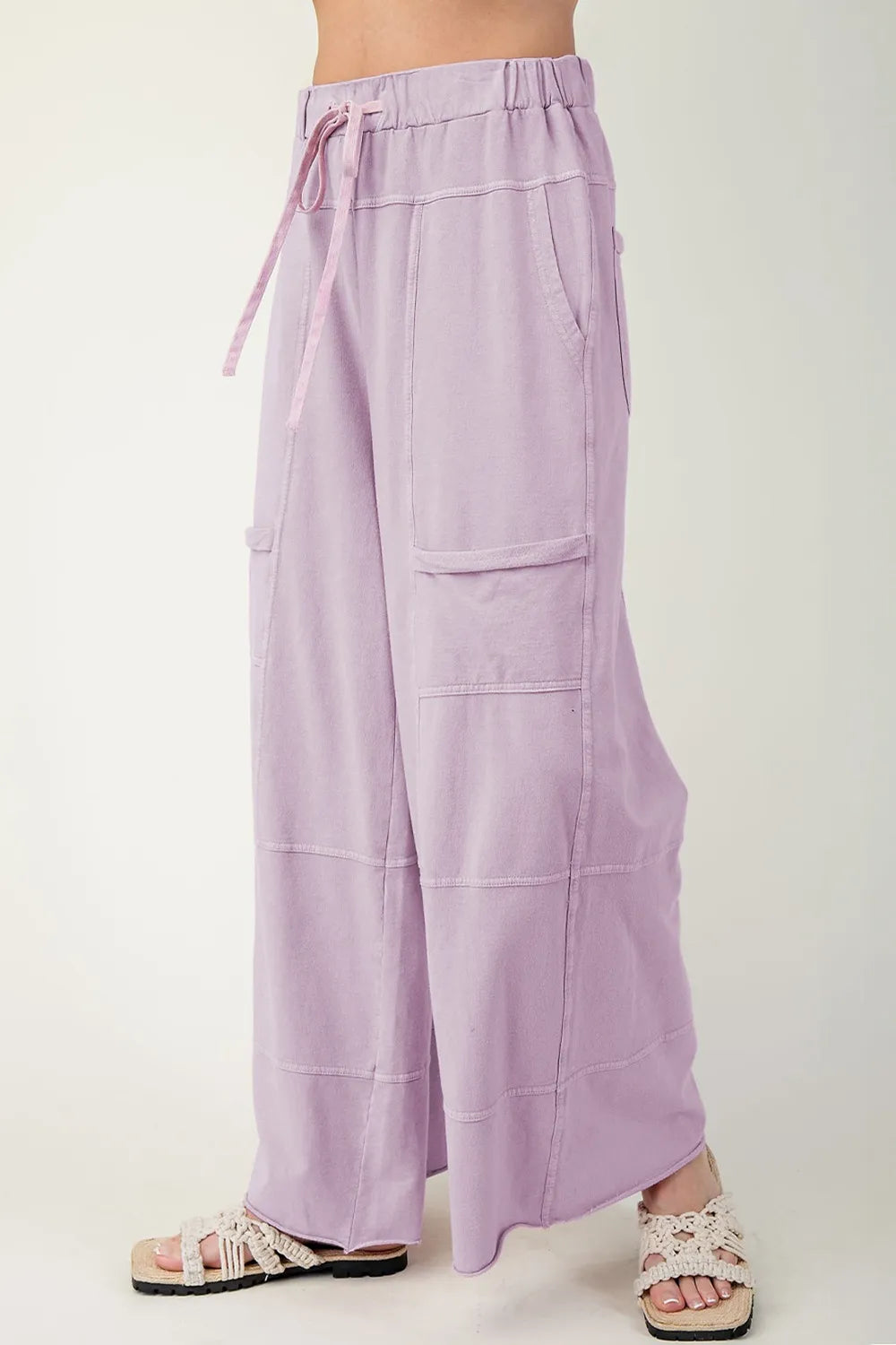 Wide-Leg Cargo Pants with Drawstring Waist OutfitFlow