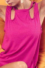 BiBi Rib Knit Shoulder Cut Out Detaied Top OutfitFlow