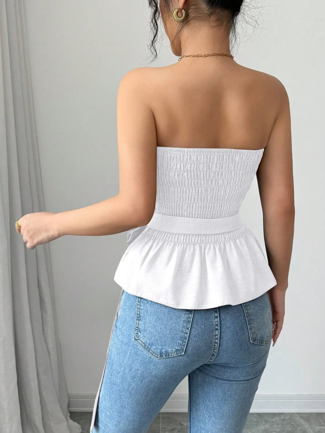 Flower Smocked Tube Top OutfitFlow