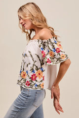 SO ME Floral Embroidered Two Way Off The Shoulder Blouse OutfitFlow