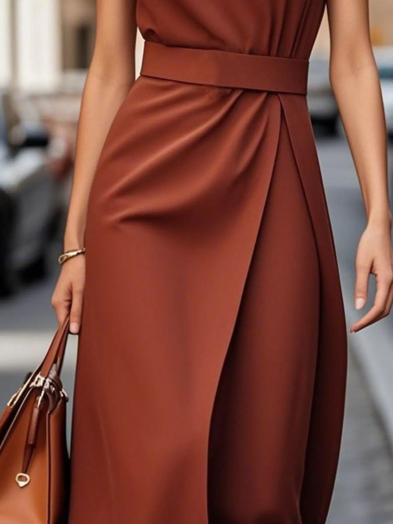 Round Neck Sleeveless Midi Dress OutfitFlow