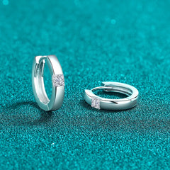 925 Sterling Silver Moissanite Huggie Earrings OutfitFlow