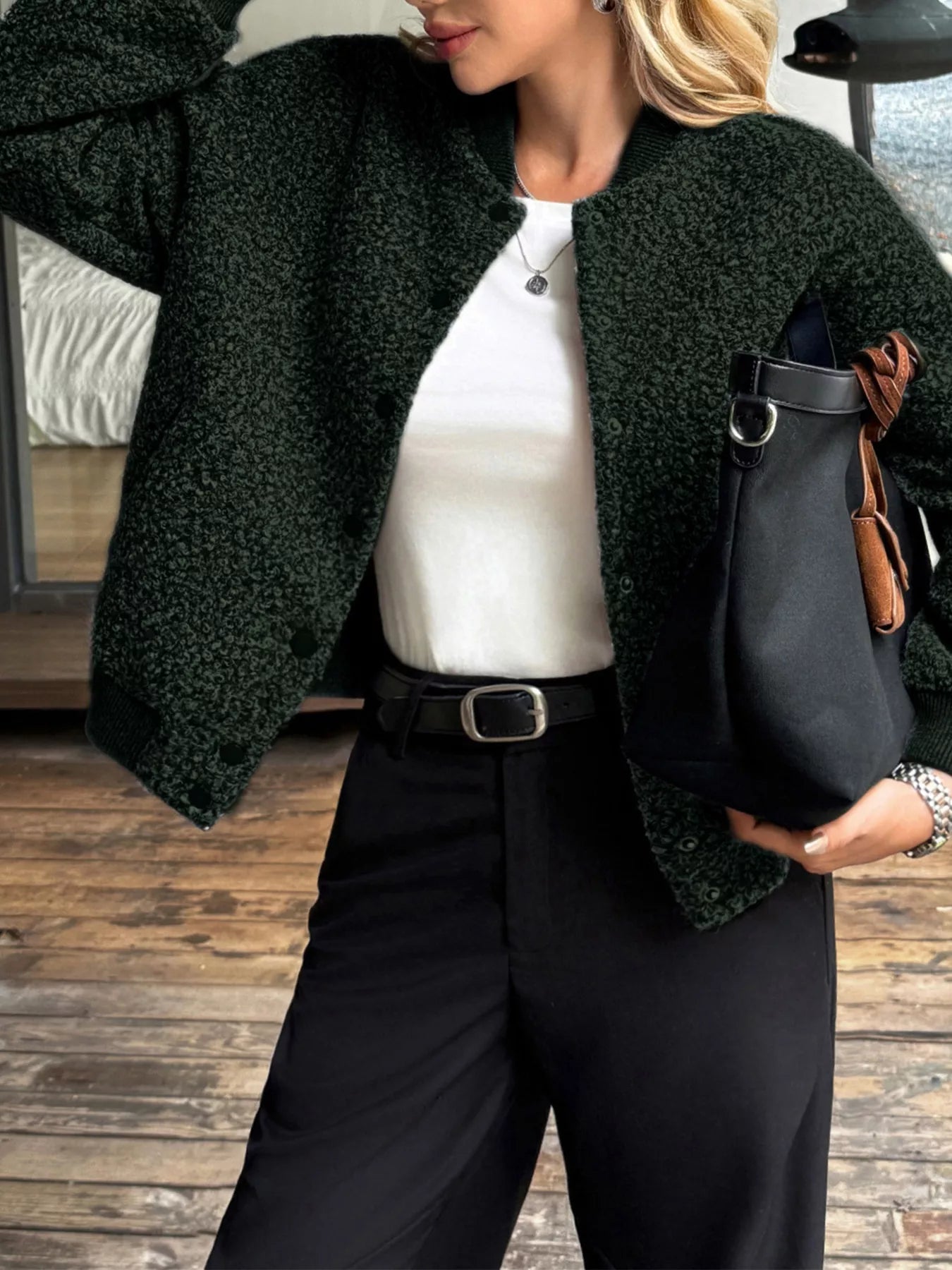 Snap Down Dropped Shoulder Jacket OutfitFlow