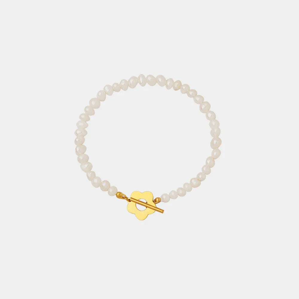 Titanium Steel Pearl Flower Bracelet OutfitFlow