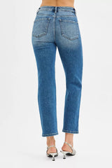 RISEN Tummy Control High Rise Crop Straight Jeans OutfitFlow