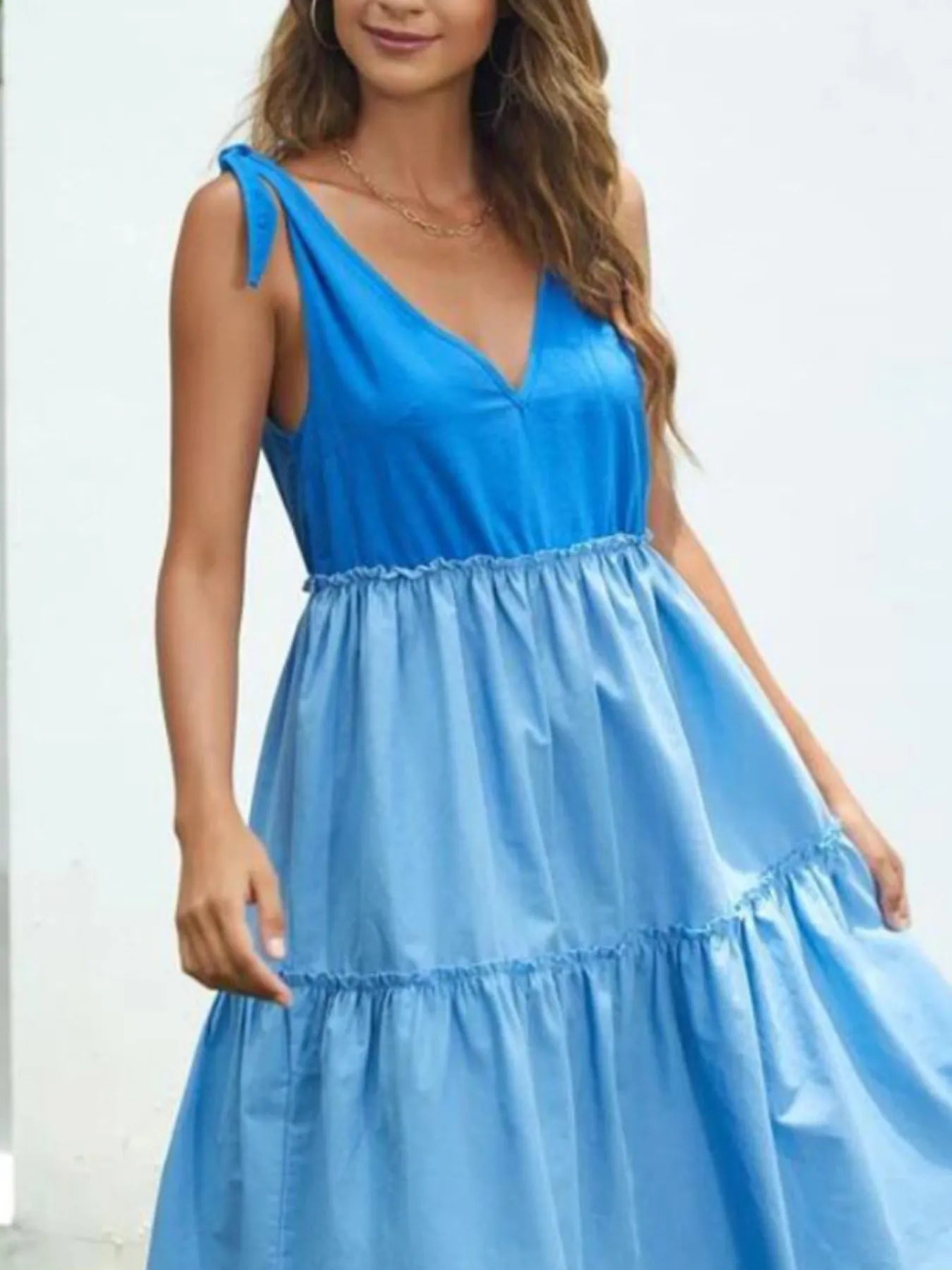 Colorblock Tiered Midi Tank Dress OutfitFlow