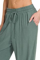 Zenana Linen Drawstring Pants OutfitFlow