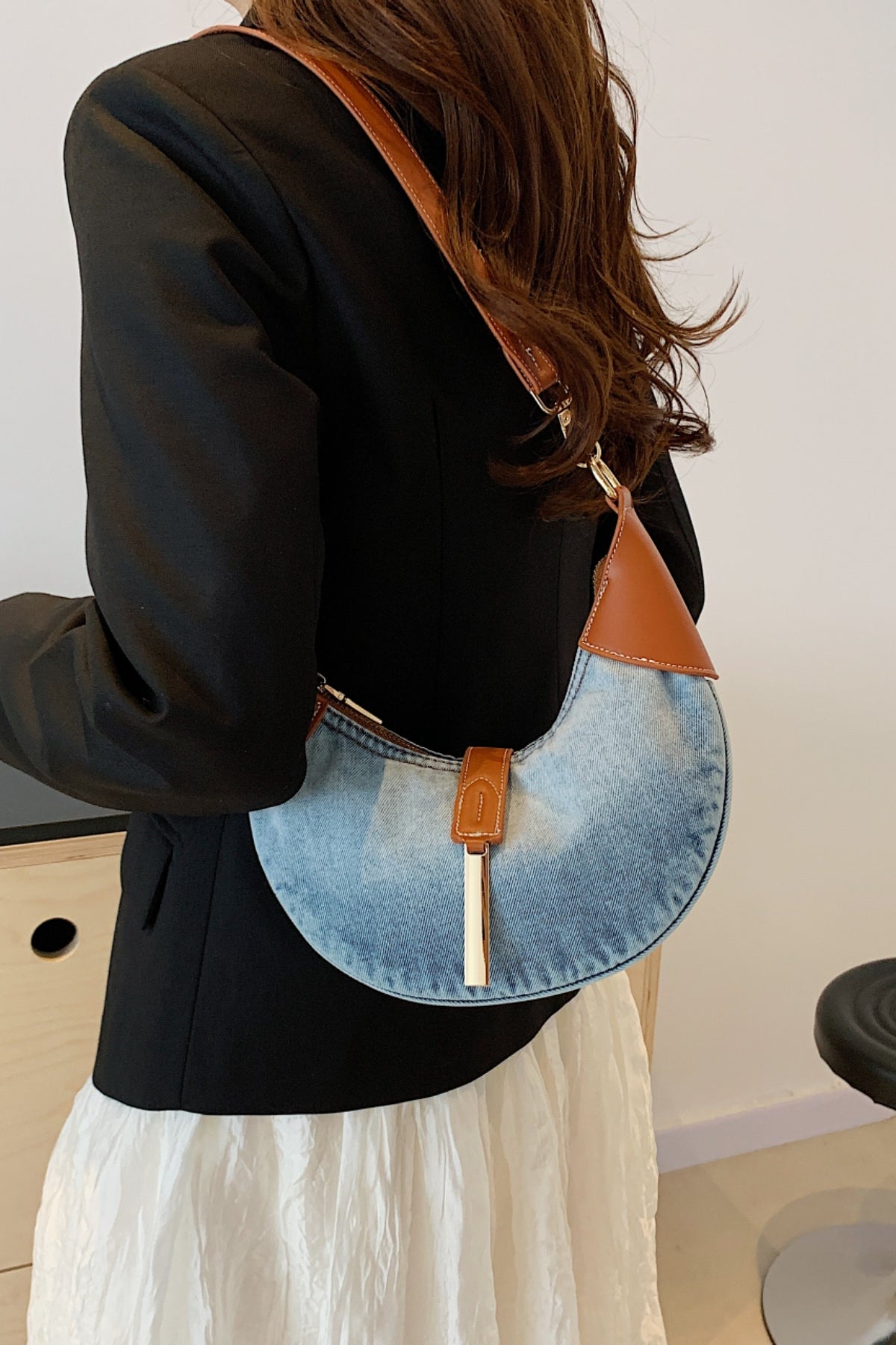 Outfit Flow - Contrast Denim Shoulder Bag