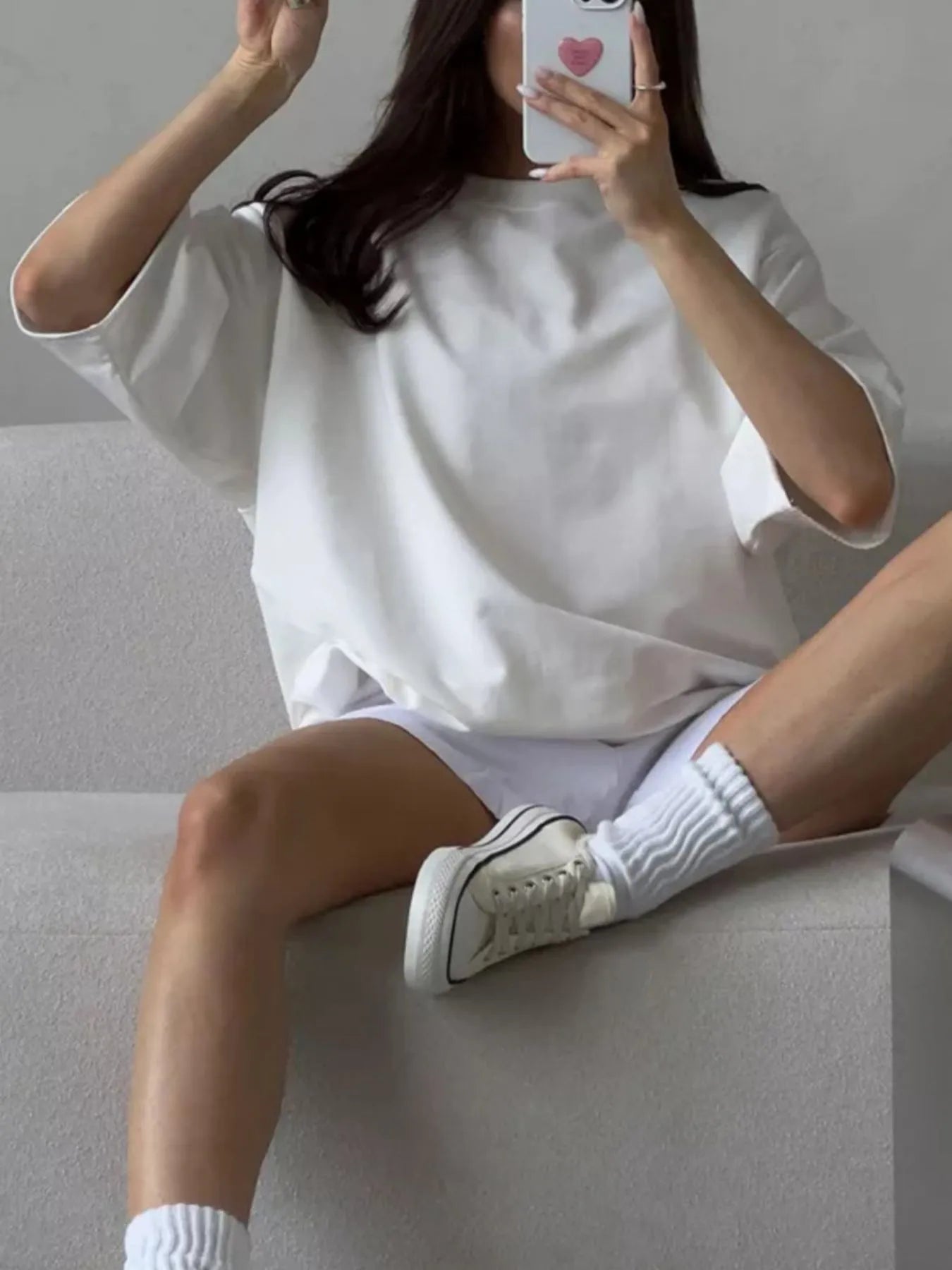 Round Neck Half Sleeve Oversized T-Shirt OutfitFlow