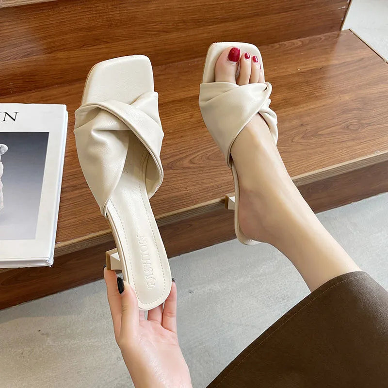 Open Toe Flare Heels Sandals OutfitFlow