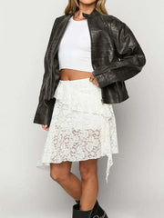Lace Asymmetrical Mini Skirt OutfitFlow