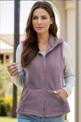 Zip Up Vest Coat with Pockets Lilac Trendsi