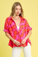 Umgee Printed Button-Up Relaxed Shirt OutfitFlow
