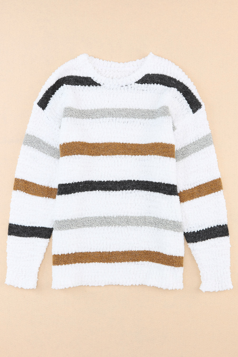 Outfit Flow - Striped Round Neck Dropped Shoulder Sweater