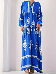 Bohemian Print Long Sleeve Maxi Dress OutfitFlow