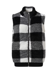 Plus Size Cozy Plaid Fleece Vest Coat OutfitFlow