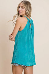 BiBi Pleating Knit Halter Neck Top OutfitFlow