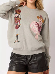 Sequined Nutcracker Long Sleeve Sweatshirt OutfitFlow