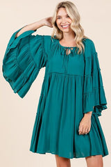 Mittoshop Frill Tie Neck Bell Sleeve Dress OutfitFlow