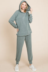 Outfit Flow - Super Lady Full Size Long Sleeve Hoodie and Tied Pants Set