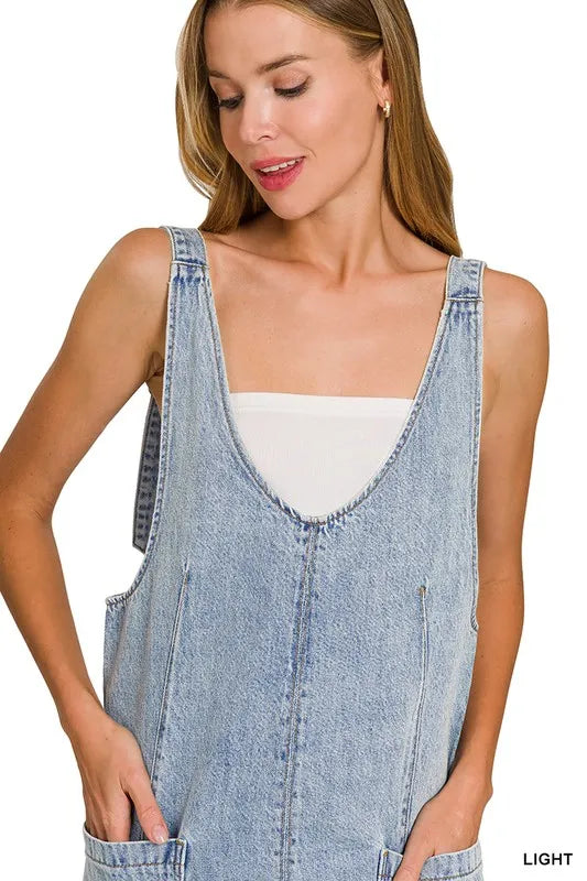 Zenana Denim Overall Mini Dress OutfitFlow