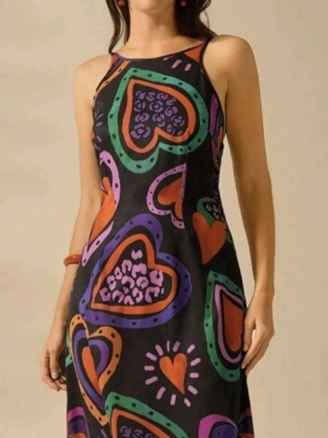 Printed Sleeveless Maxi Dress Love OutfitFlow