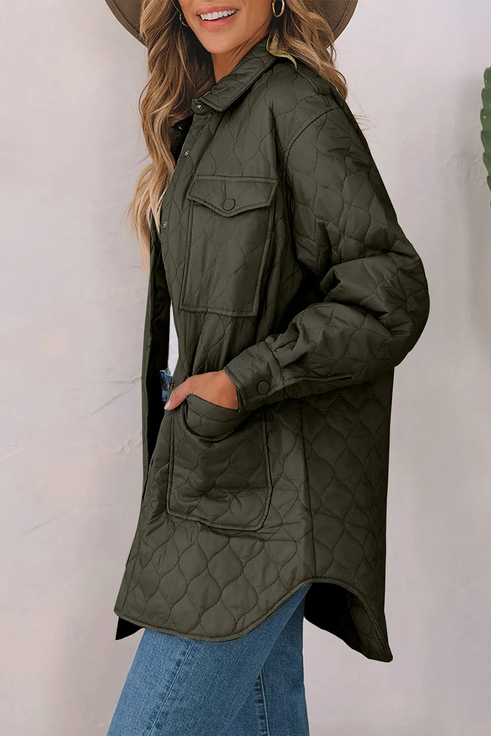 Snap Down Collared Winter Coat OutfitFlow