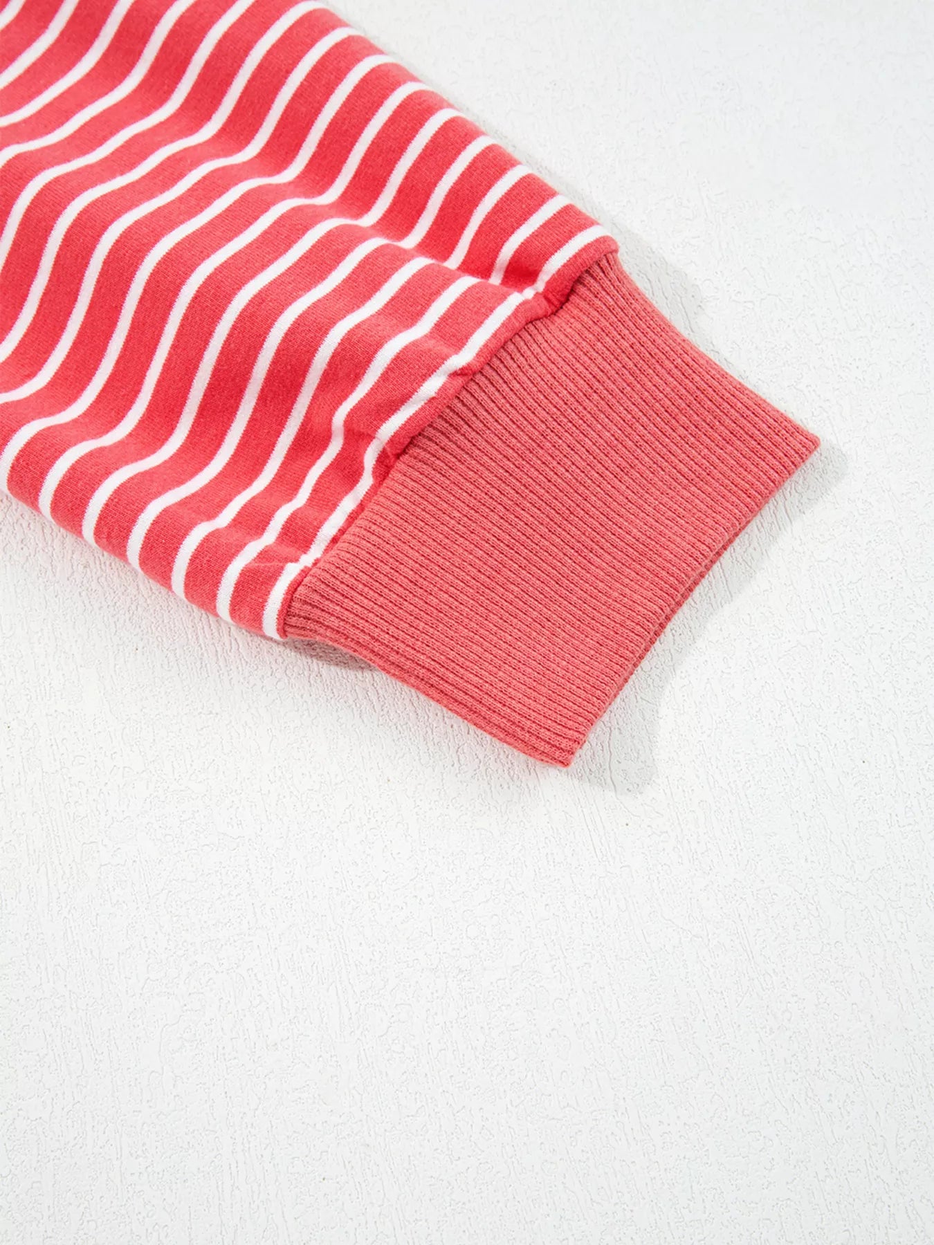 Striped Puff Sleeve Hoodie with Drawstring OutfitFlow