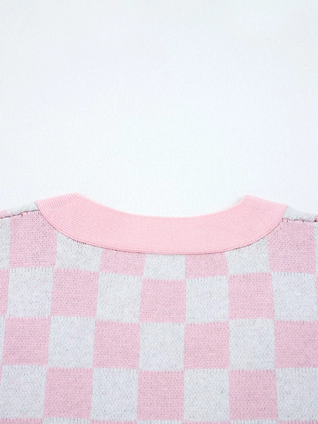 Christmas Tree Pattern Checkered Button V Neck Cardigan OutfitFlow
