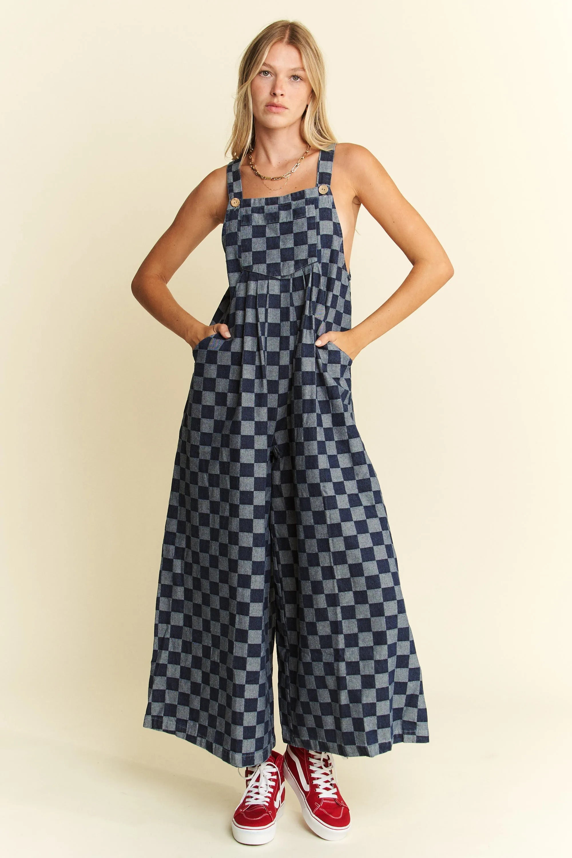 Jade By Jane Denim Checkered Jumpsuit OutfitFlow