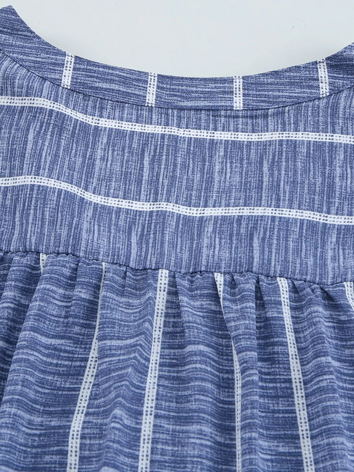 Striped Print V Neck Half Buttons Loose Blouse OutfitFlow