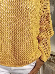 Openwork Long Sleeve Hooded Knit Cover Up OutfitFlow