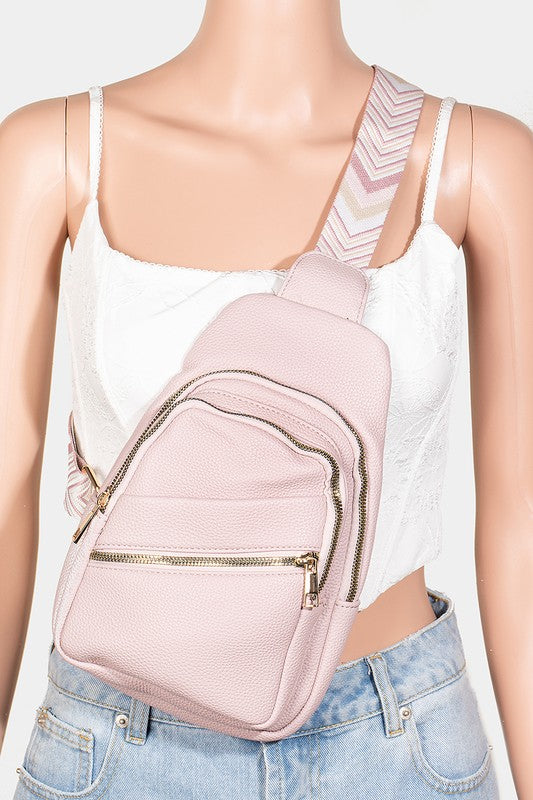 Outfit Flow - Fame PU Leather Chevron Strap Crossbody Bag