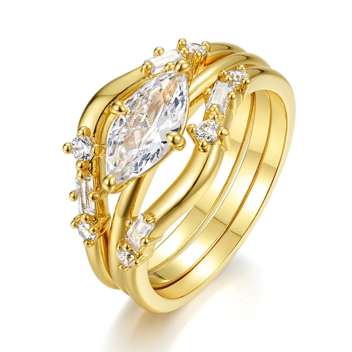 1 Carat Moissanite 925 Sterling Silver 3pcs Ring Set OutfitFlow