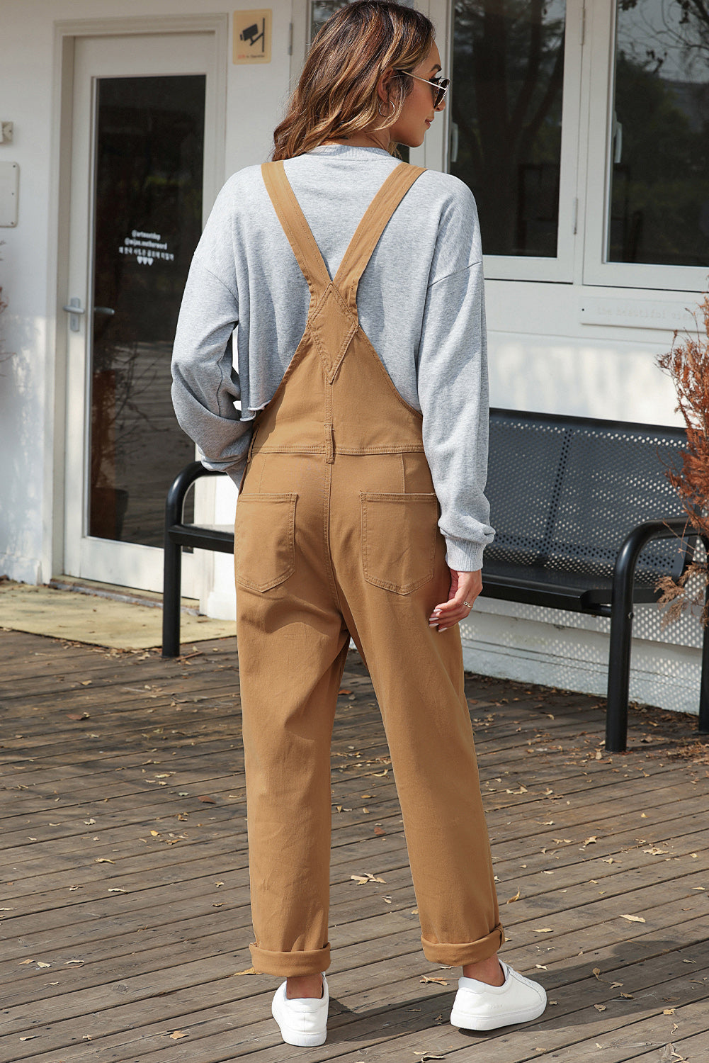 Wide Strap Buttoned Straight Overalls OutfitFlow