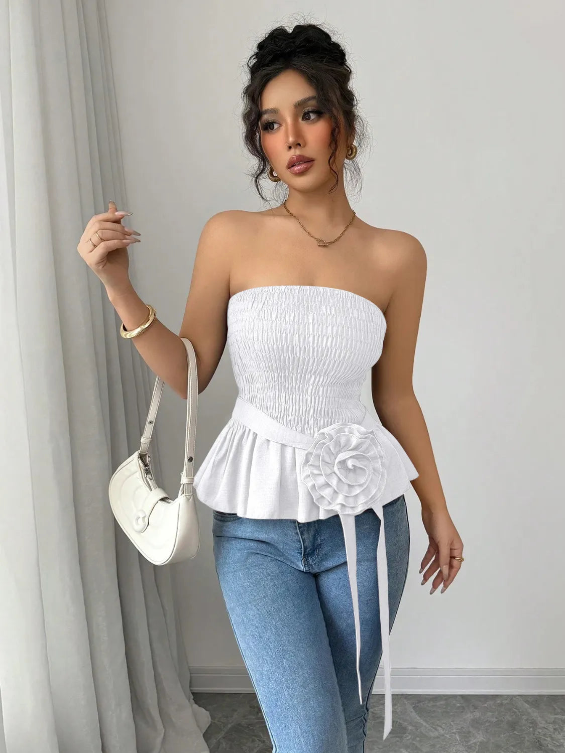 Flower Smocked Tube Top OutfitFlow