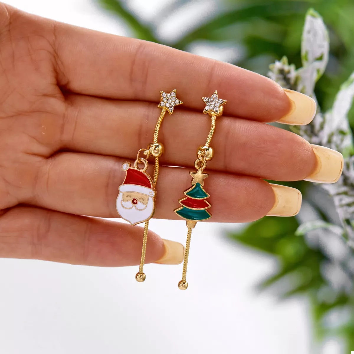 Christmas Santa Asymmetrical Drop Earrings OutfitFlow