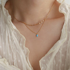 Outfit Flow - Stainless Steel Opal Pendant Necklace