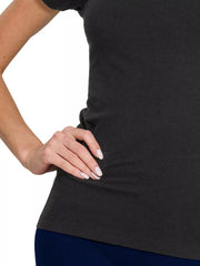 Zenana Ribbed Round Neck Short Sleeve T-Shirt OutfitFlow