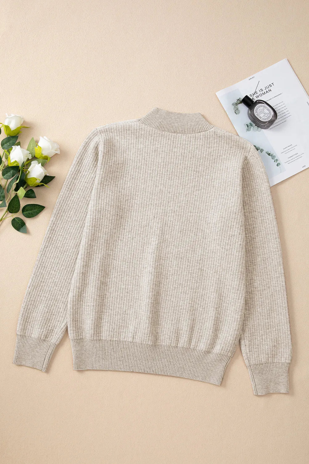 Mock Neck Long Sleeve Sweater OutfitFlow