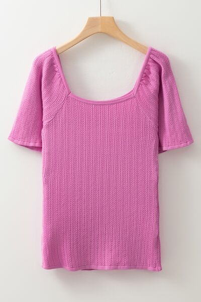 Textured Square Neck Half Sleeve Top OutfitFlow