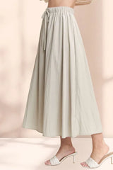 ADORA Drawstring Waist Crinkle Maxi Skirt OutfitFlow