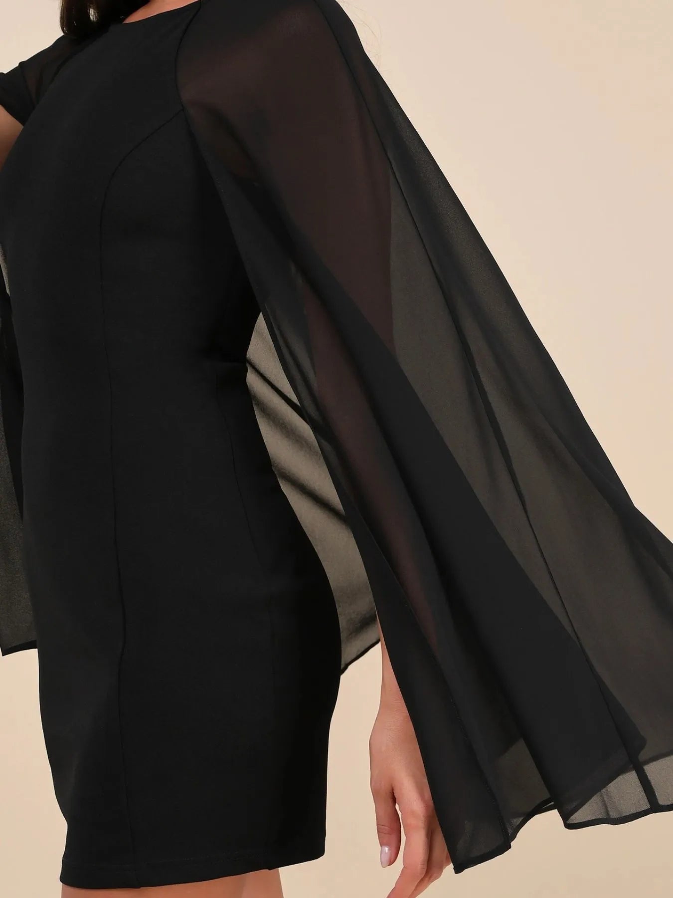Mesh Cape Sleeve Mini Dress OutfitFlow