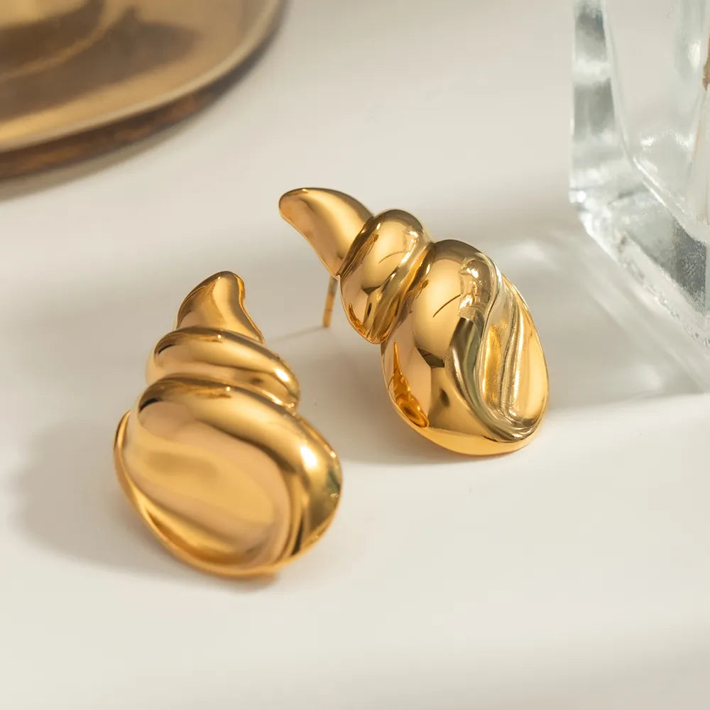 18K Gold-Plated Conch Earrings OutfitFlow