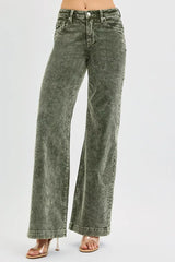 RISEN Full Size High Rise Wide Leg Corduroy Jeans Plus Size Trendsi
